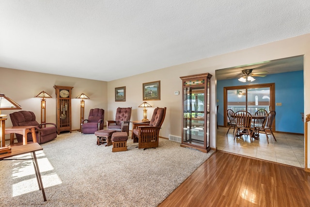 655 48th Ave, Goodview, MN 55987 - living area with a ceiling fan, wood finished floors, and a textured ceiling