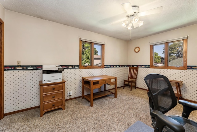 655 48th Ave, Goodview, MN 55987 - office space with light carpet, a ceiling fan, and wainscoting