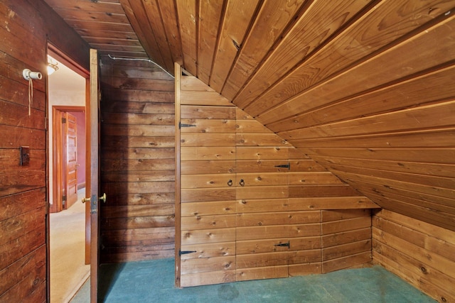1323 Keston St, Saint Paul, MN 55108 - bonus room with lofted ceiling, wooden walls, wood ceiling, and carpet