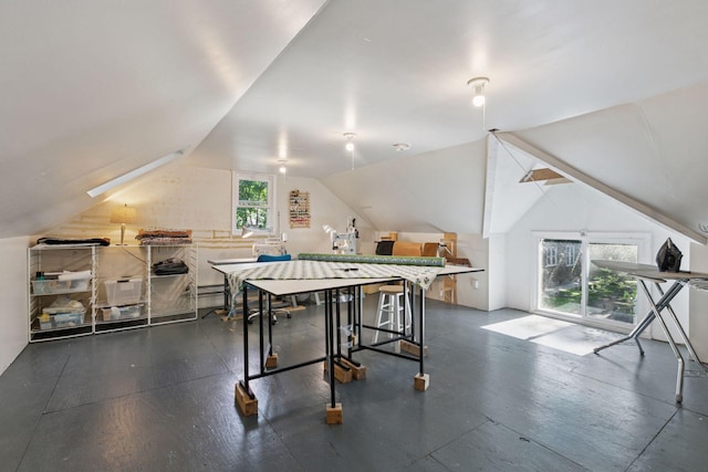 1323 Keston St, Saint Paul, MN 55108 - game room featuring vaulted ceiling