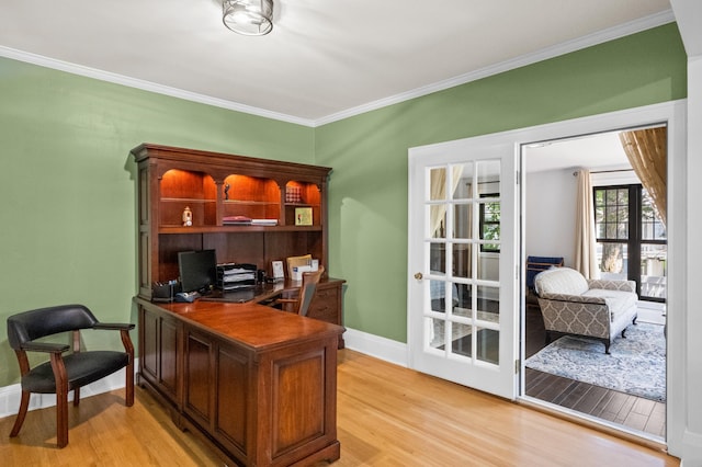 4255 County Road 11 NE, Alexandria, MN 56308 - office area with light wood-style floors and ornamental molding