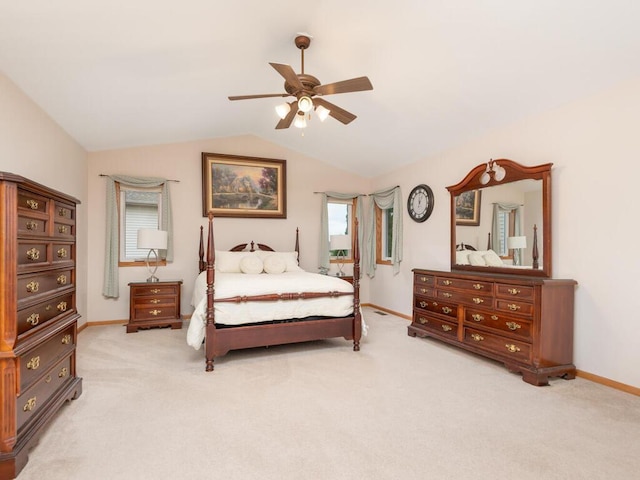 1632 Seashell Ln, Waconia, MN 55387 - bedroom with light carpet, lofted ceiling, and ceiling fan