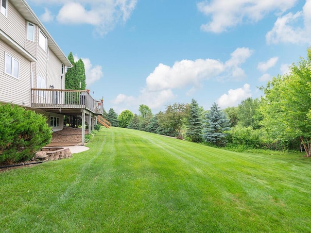 1632 Seashell Ln, Waconia, MN 55387 - view of green lawn with a deck and stairway