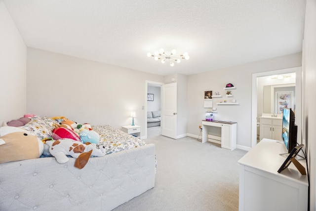 10914 23rd St NE, Saint Michael, MN 55376 - bedroom with light carpet, a chandelier, and a textured ceiling