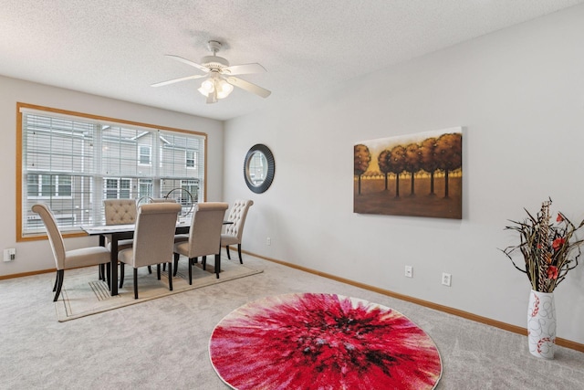 7829 Elm Grove Ln, New Hope, MN 55428 - carpeted dining space with ceiling fan and a textured ceiling