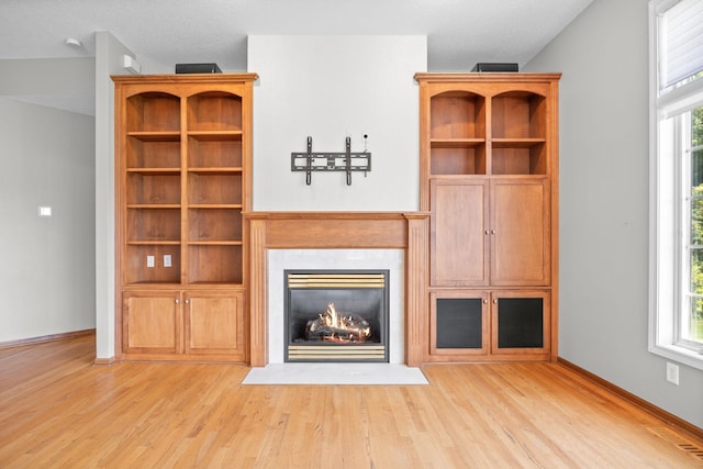 1215 Shore Dr SW, Hutchinson, MN 55350 - unfurnished living room featuring wood finished floors and a fireplace