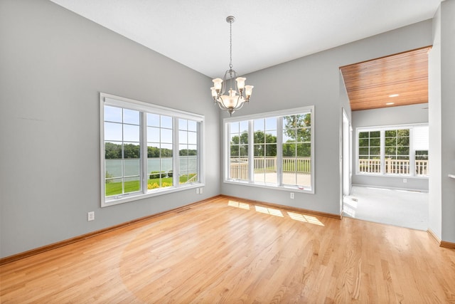 1215 Shore Dr SW, Hutchinson, MN 55350 - unfurnished dining area with a chandelier and wood finished floors