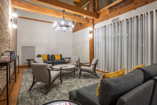 400 1st St Unit 502, Minneapolis, MN 55401 - living area featuring a high ceiling and a chandelier