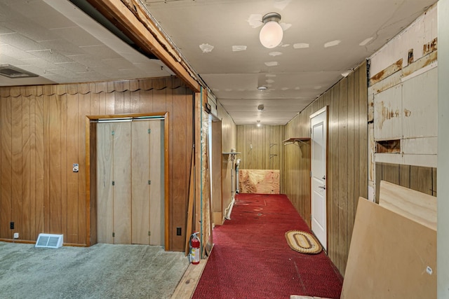 906 Holcombe Ave, Litchfield, MN 55355 - hall featuring carpet and wooden walls