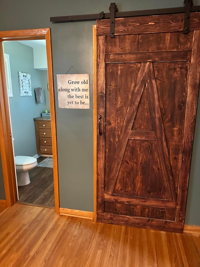 515 2nd St SW, New Richland, MN 56072 - detailed view of a barn door and wood finished floors
