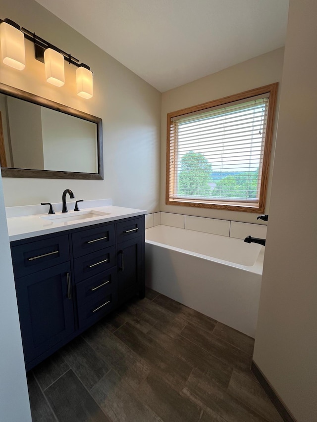 100 Barkley Cir W, Cannon Falls, MN 55009 - bathroom with vanity, a bath, and wood finished floors