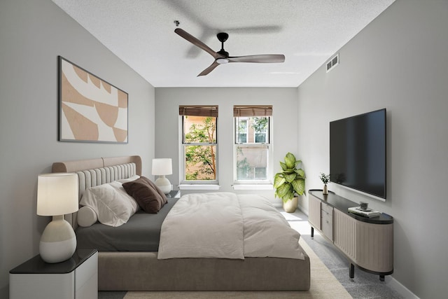 645 1st St Unit 305, Minneapolis, MN 55401 - carpeted bedroom with a textured ceiling and ceiling fan