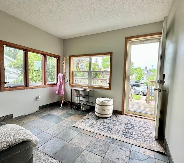 511 3rd St, Nashwauk, MN 55769 - entryway featuring stone tile flooring and a textured ceiling