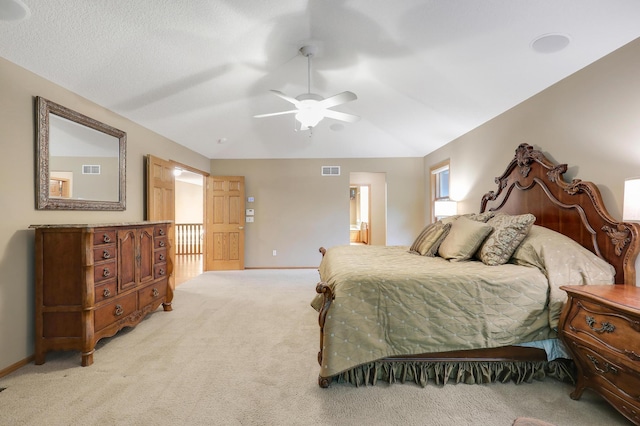 7569 Blackoaks Ln N, Maple Grove, MN 55311 - bedroom featuring light colored carpet, vaulted ceiling, and ceiling fan