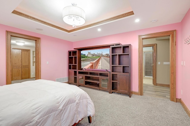7569 Blackoaks Ln N, Maple Grove, MN 55311 - carpeted bedroom featuring a raised ceiling and recessed lighting