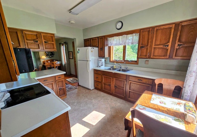 2047 60th Ave, Altona Twp, MN 56164 - kitchen featuring white appliances, brown cabinets, light countertops, and open shelves