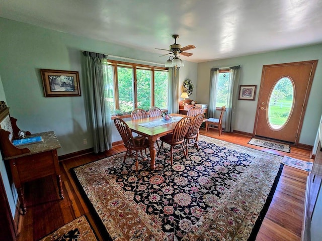 2047 60th Ave, Altona Twp, MN 56164 - dining room featuring wood finished floors and ceiling fan