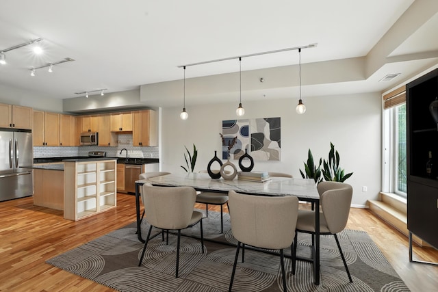 445 Wacouta St Unit 306, Saint Paul, MN 55101 - dining room featuring track lighting and light wood finished floors
