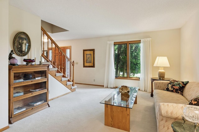 1890 Partridge Cir, Chanhassen, MN 55331 - living room with light carpet and stairway