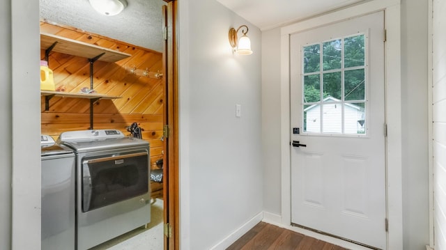 14645 Chapel Rd, Edgewater, WI 54817 - laundry room with separate washer and dryer and dark wood-style floors
