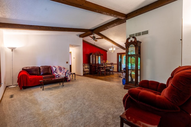 26233 555th Ave, Lansing Twp, MN 55912 - carpeted living area featuring a chandelier and ceiling fan