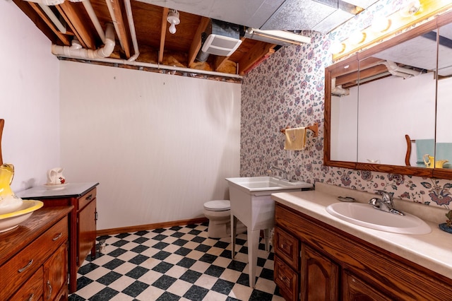 26233 555th Ave, Lansing Twp, MN 55912 - bathroom with tile patterned floors and two vanities