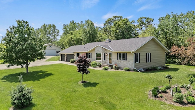 N5887 1110th St, Oak Grove Twp, WI 54021 - ranch-style home featuring driveway, an attached garage, and a front yard