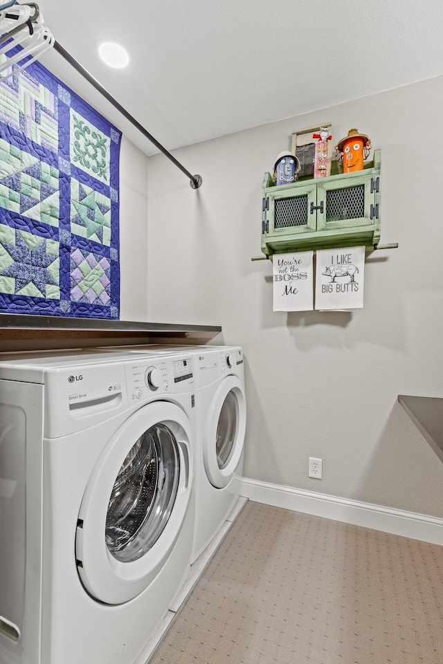 N5887 1110th St, Oak Grove Twp, WI 54021 - washroom featuring washer and dryer and baseboards