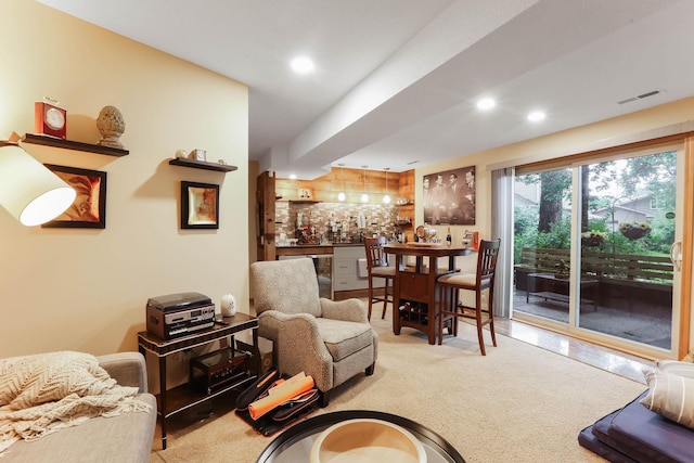 2583 Lost Lake Rd, Mound, MN 55364 - carpeted living area with bar area and recessed lighting