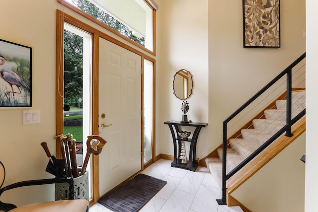 2583 Lost Lake Rd, Mound, MN 55364 - entryway with stairway and light marble finish floors