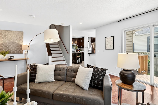 4716 30th Ave S, Minneapolis, MN 55406 - living room featuring stairway, recessed lighting, and wood finished floors