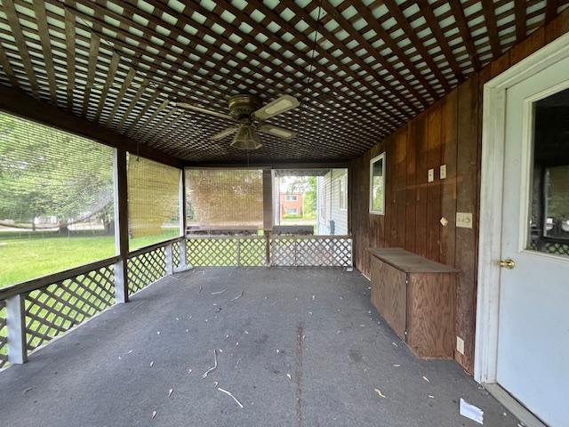 241 S Street W, Amery, WI 54001 - wooden terrace with a ceiling fan