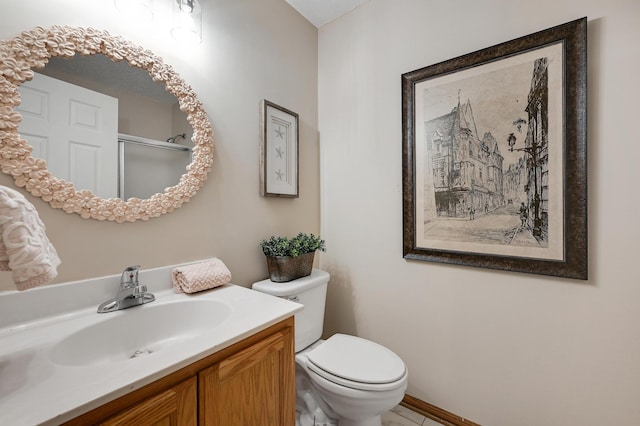 927 Charles Ave, Saint Paul, MN 55104 - bathroom with vanity, tile patterned floors, and a shower with door