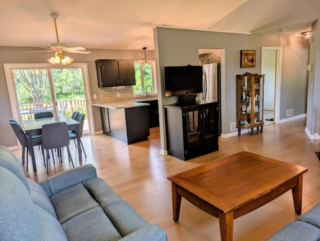 1541 282nd Ln NW, Isanti Twp, MN 55040 - living area with light wood-style floors and ceiling fan