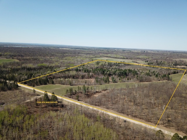 31519 243rd Ave, Moose Creek Twp, MN 56676 - aerial view of sparsely populated area featuring property boundaries highlighted and a heavily wooded area
