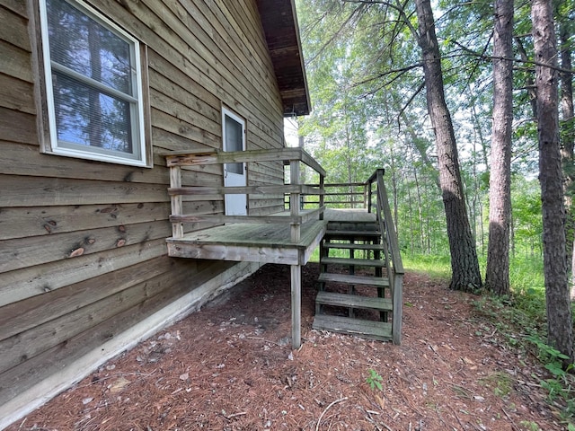 31519 243rd Ave, Moose Creek Twp, MN 56676 - wooden deck featuring stairway