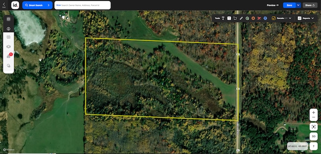 31519 243rd Ave, Moose Creek Twp, MN 56676 - aerial view of property's location with property boundaries highlighted