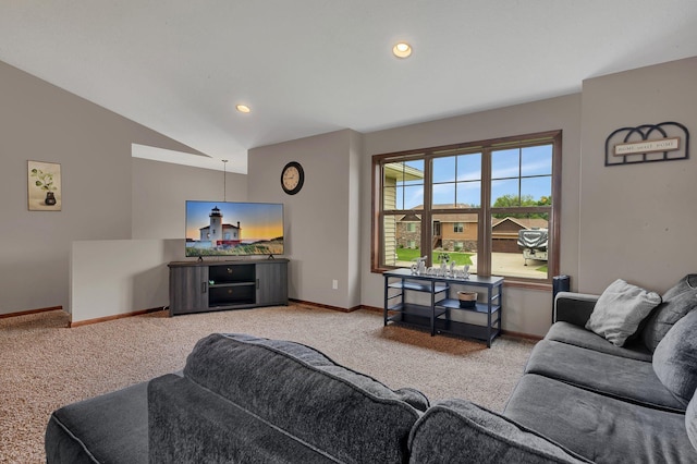 617 Knights Ct, Sartell, MN 56377 - carpeted living room featuring lofted ceiling and recessed lighting