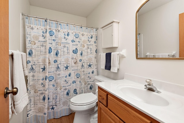 13019 Brookside Ln N, Rogers, MN 55374 - full bathroom with vanity, curtained shower, and wood finished floors