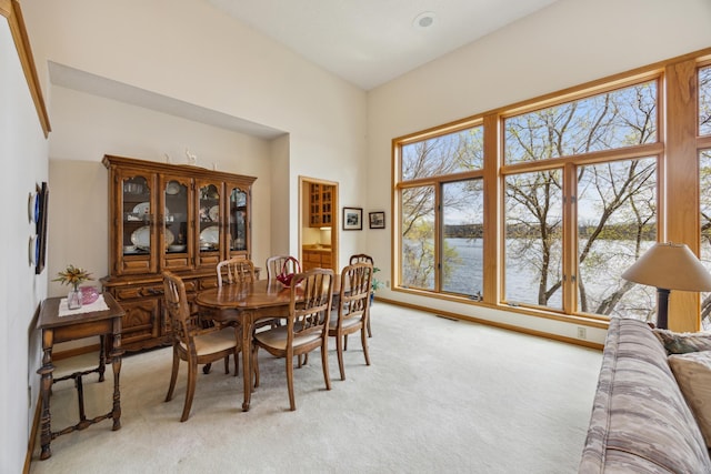 1181 12th Ave NW, New Brighton, MN 55112 - dining space featuring light carpet and a water view