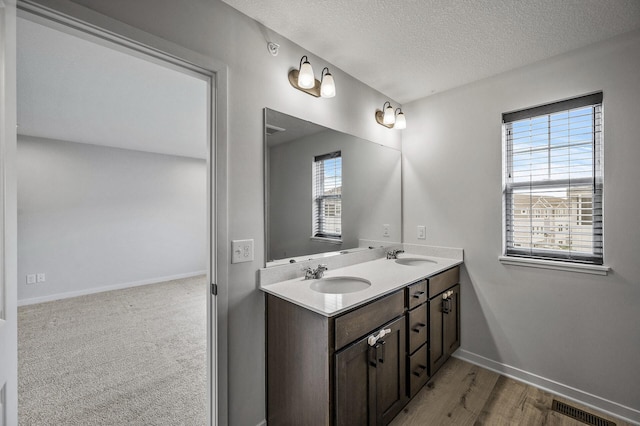 8698 London Cir NE Unit C, Blaine, MN 55449 - bathroom featuring double vanity and a textured ceiling