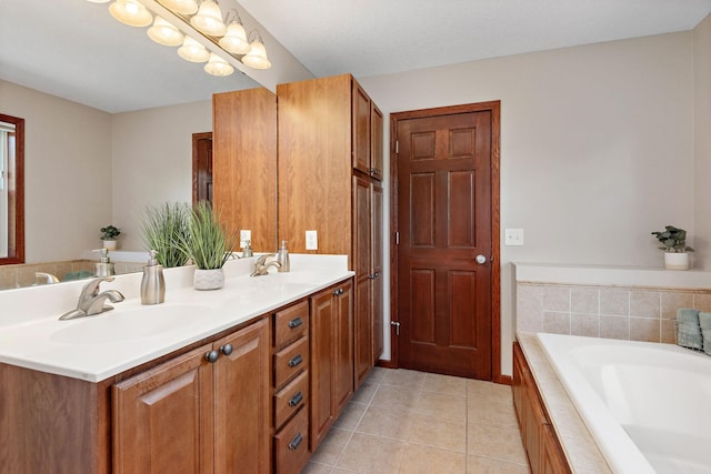 11608 21st St NE, Saint Michael, MN 55376 - full bathroom featuring double vanity, a bath, and tile patterned flooring