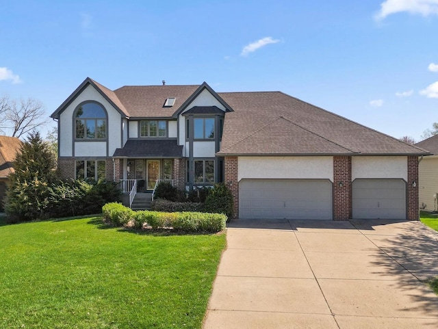 8700 Kilbirnie Ter, Brooklyn Park, MN 55443 - view of front of house with brick siding, concrete driveway, a garage, and a front yard