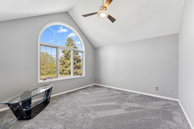 8700 Kilbirnie Ter, Brooklyn Park, MN 55443 - carpeted empty room featuring ceiling fan and lofted ceiling