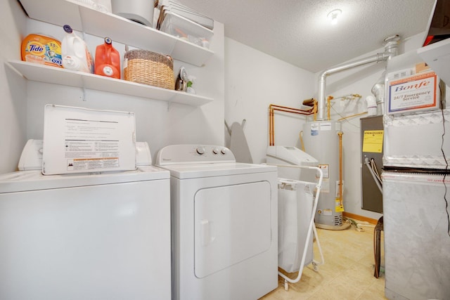 17980 69th Pl N, Maple Grove, MN 55311 - laundry room with gas water heater, washing machine and dryer, and a textured ceiling