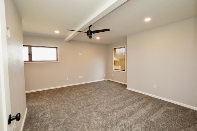 1722 41st Ave NE, Dovre Twp, MN 56201 - spare room with dark carpet, recessed lighting, and ceiling fan