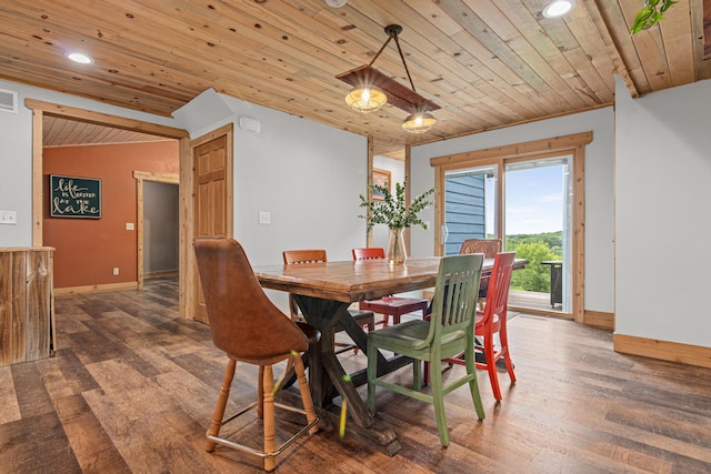 2565 Highland Rd, Minnetrista, MN 55359 - dining room with wood finished floors, wooden ceiling, and recessed lighting
