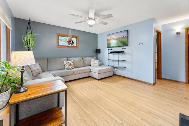 19172 Front Blvd NE, East Bethel, MN 55092 - living room featuring ceiling fan and wood finished floors