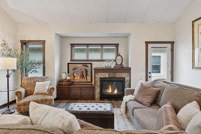98 Tribute Ave, Hudson, WI 54016 - living area featuring wood finished floors and a fireplace