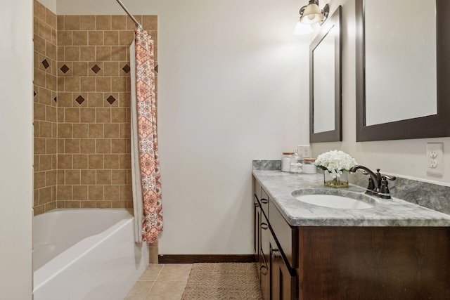 98 Tribute Ave, Hudson, WI 54016 - bathroom with vanity, tile patterned floors, and shower / bath combination with curtain